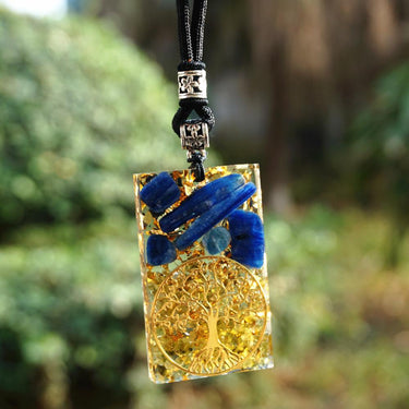 #136- Handmade Kyanite & Peridot Tree Of Life ' SOOTHE TENSIONS' ORGONITE Pendant